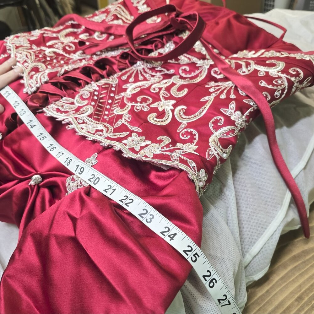 Unforgettable Gown -  plus size, deep wine red + a buttonup train - Picture 9 of 14